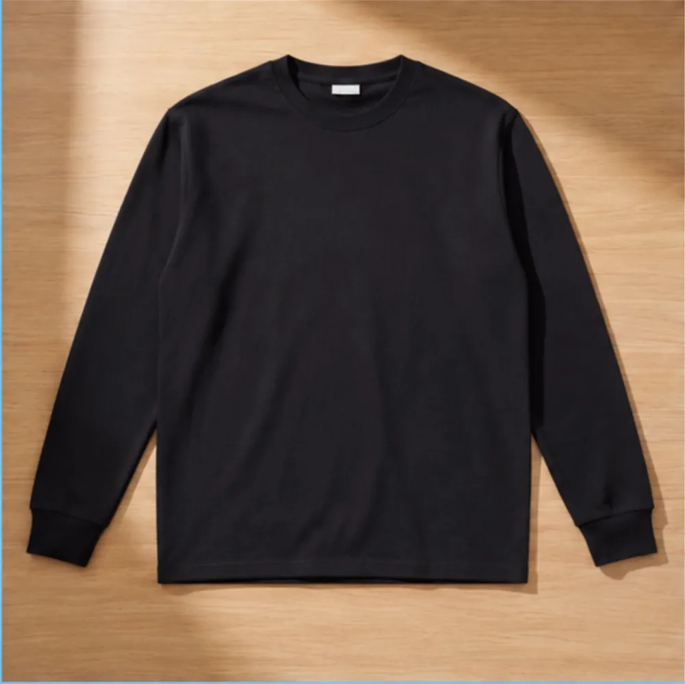 Black Long Sleeve Cotton T-Shirt