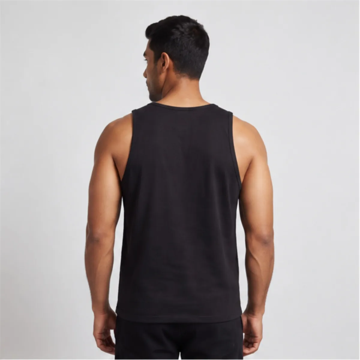 Black Cotton Sleeveless Tank Top image