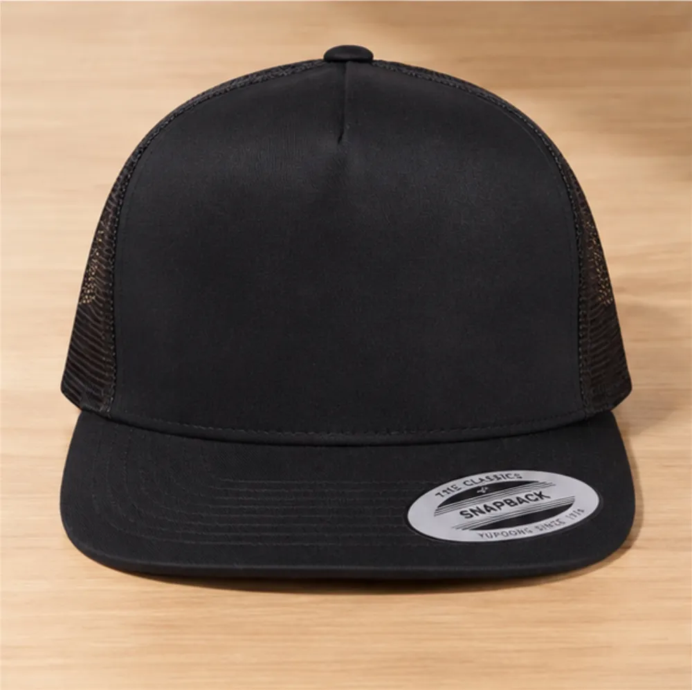 Black Snapback Cap With Mesh Back