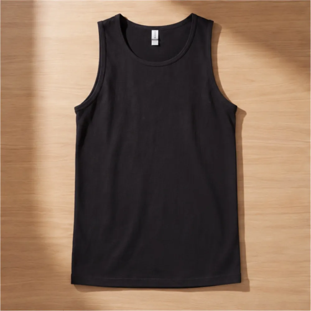 Black Cotton Sleeveless Tank Top