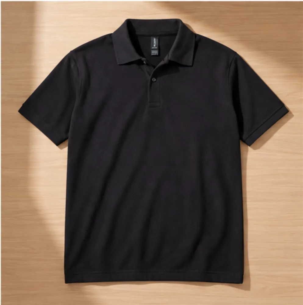 Black Cotton Polo Shirt for Men