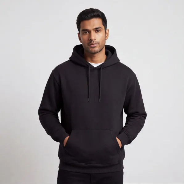 Black Cotton Blend Hoodie Sweatshirt image