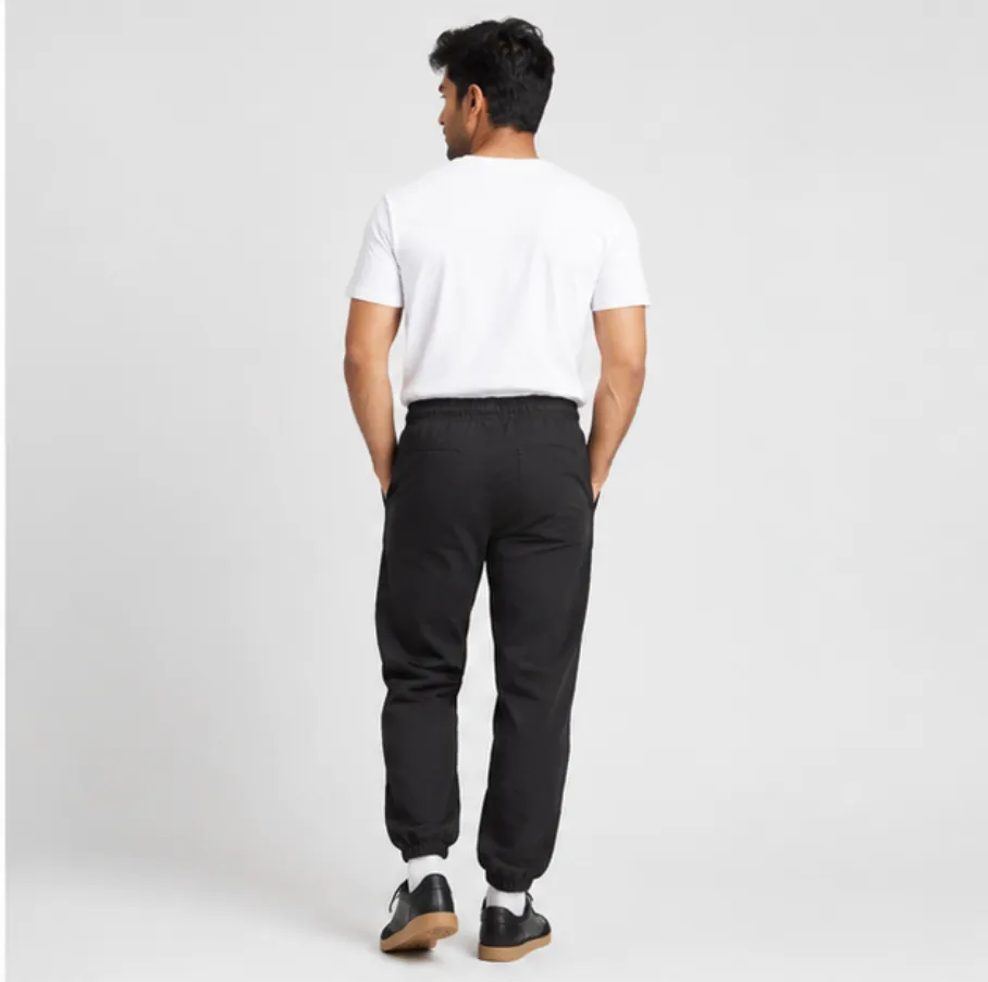 Men's Black Casual Jogger Pants with Elastic Waist image