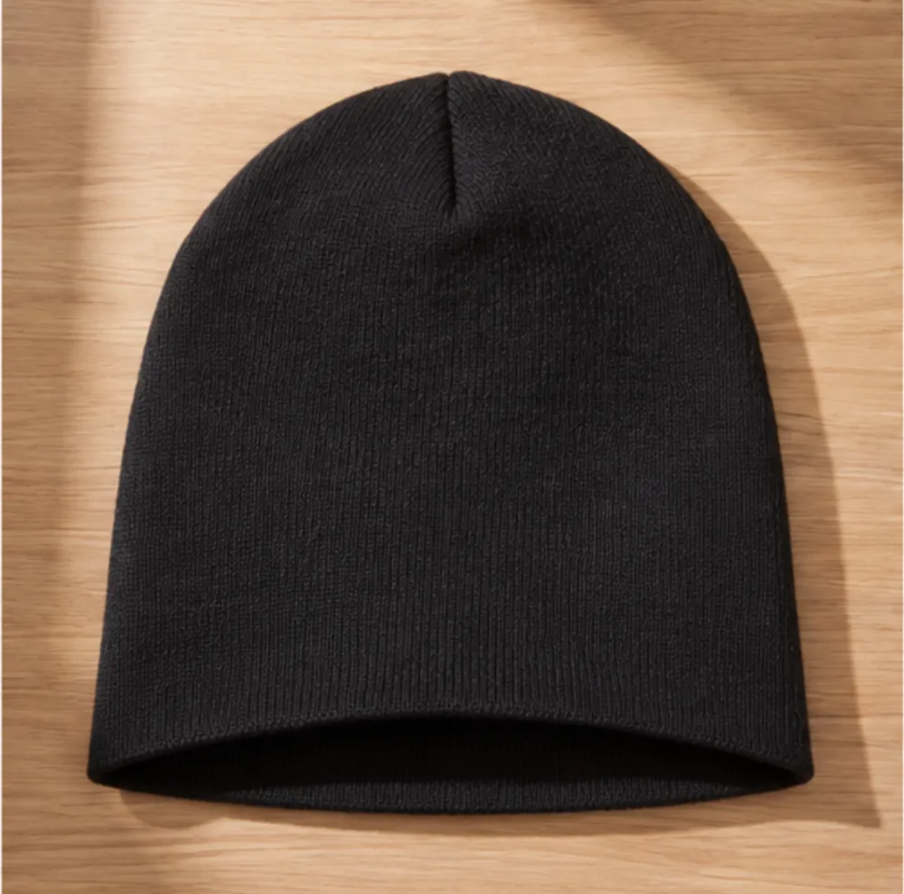 Black Winter Knit Beanie Hat