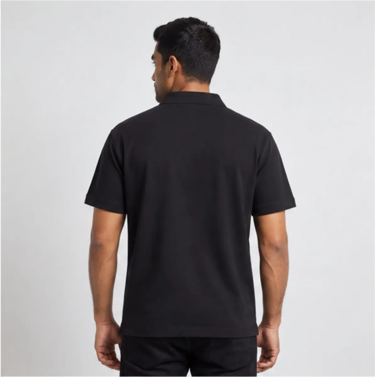Black Cotton Polo Shirt for Men image