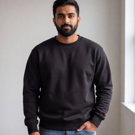 Black Crew Neck Sweatshirt Unisex image