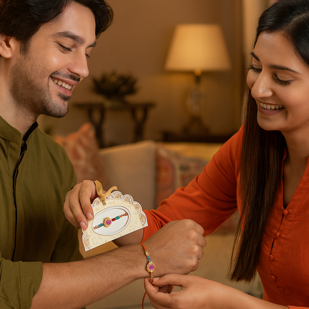 Ghevar Rakhi With Flower image