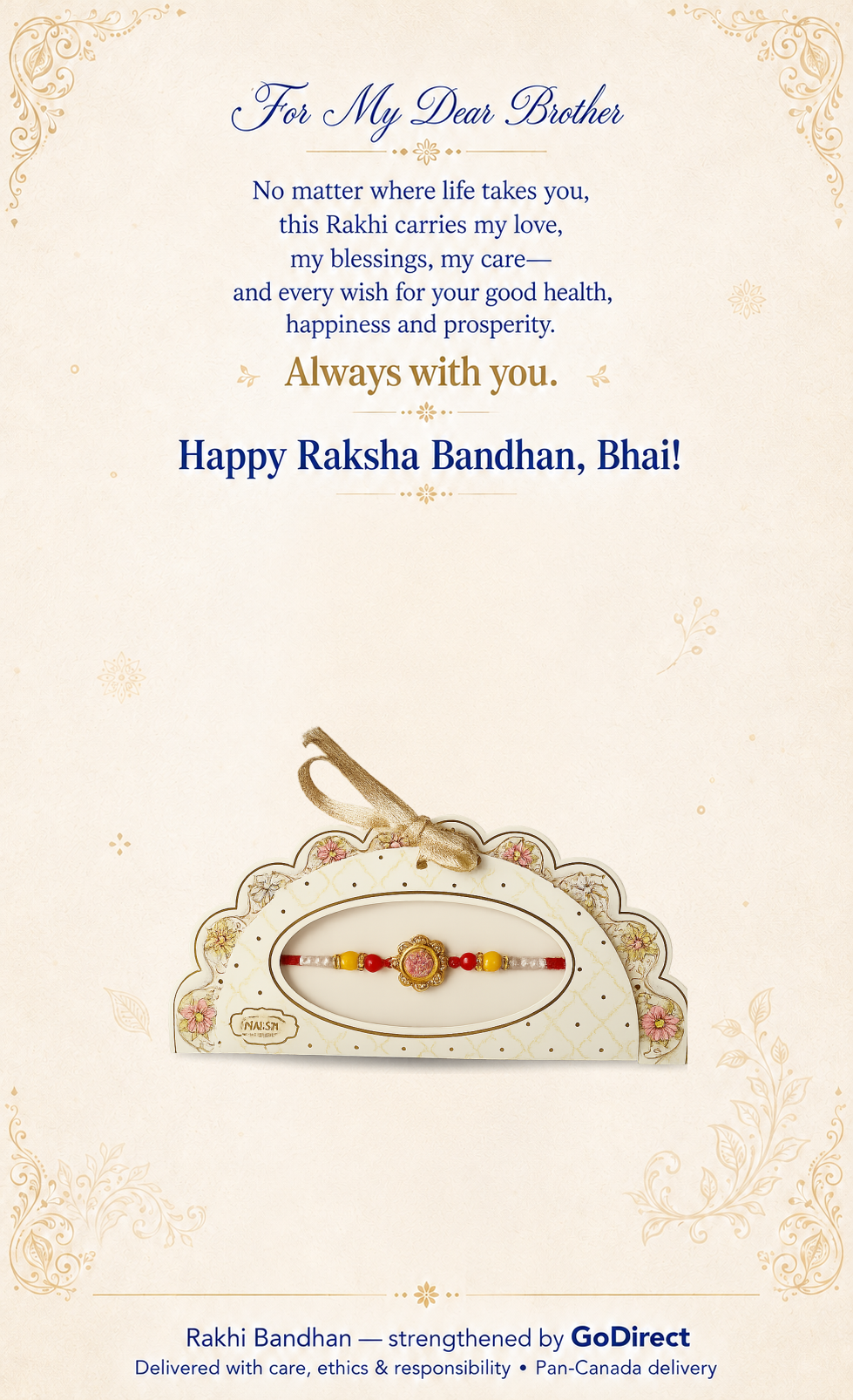 Ghevar Rakhi With Blue Bead image