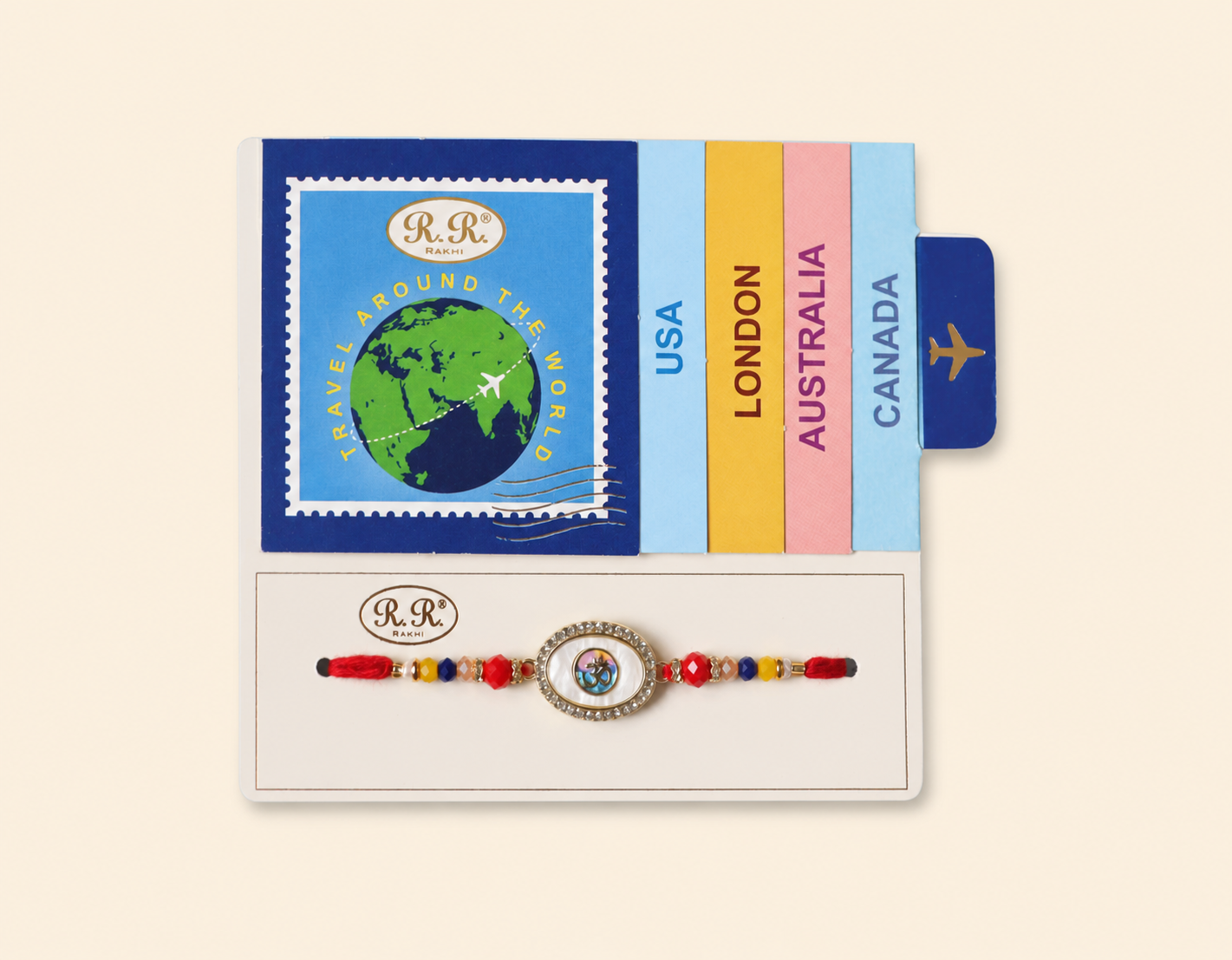 Travel-Themed Rakhi With Om Symbol