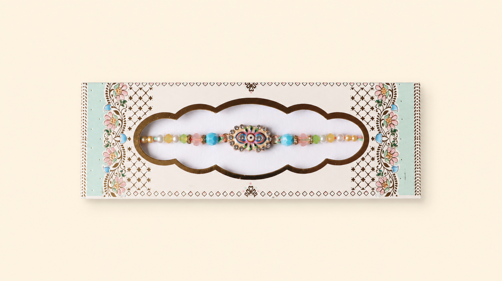 Evil Eye Rakhi With Multi-Colored Beads
