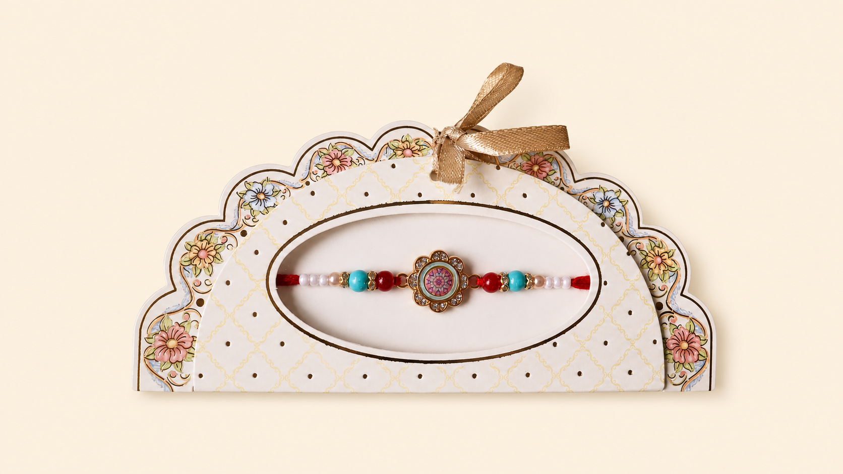 Ghevar Rakhi With Blue Bead
