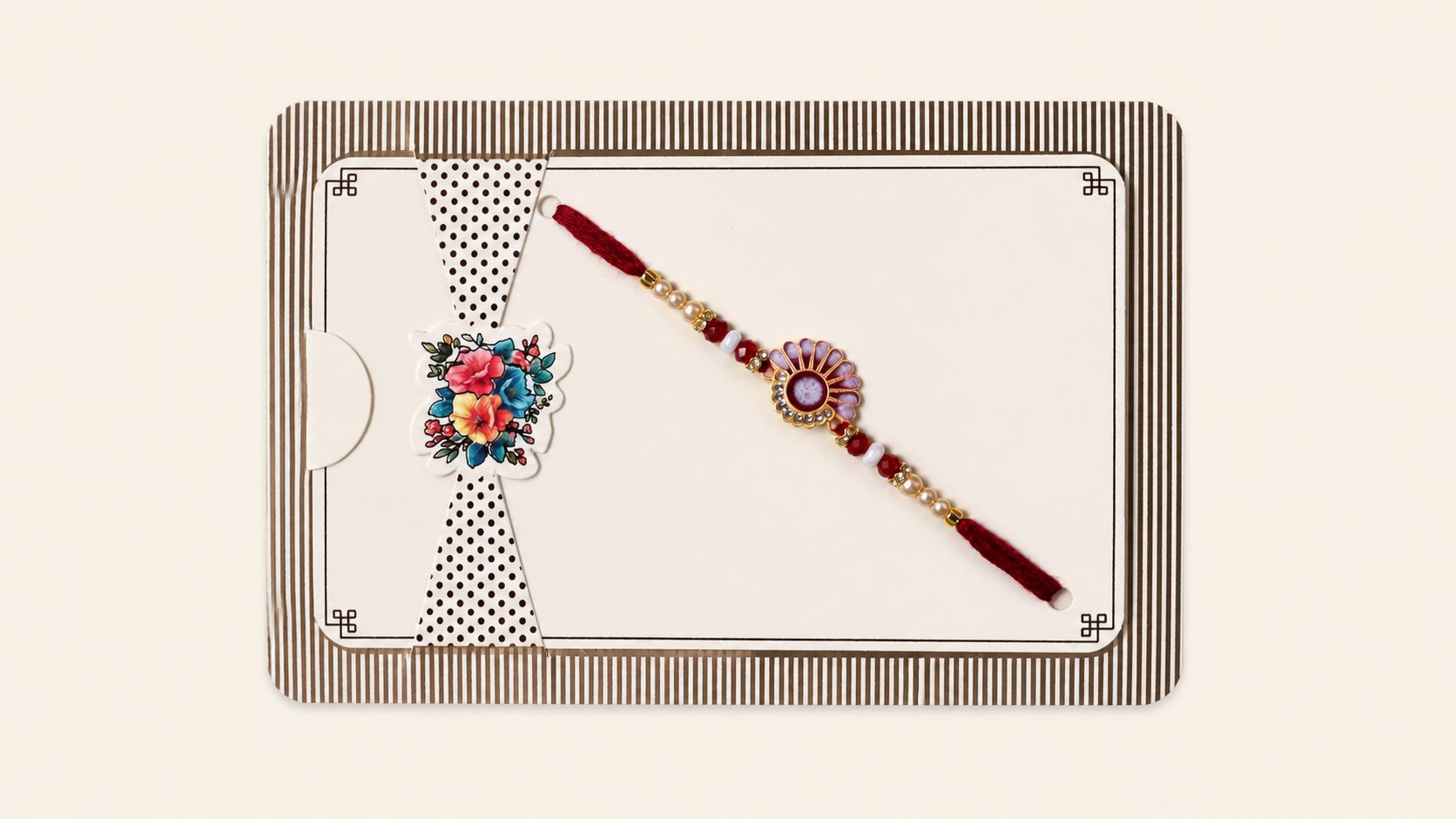 Peacock Feather Rakhi With Red Thread