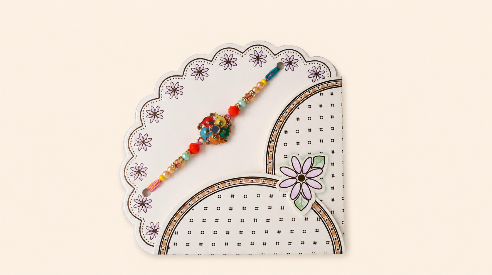 Multicolour Elephant-Motif Rakhi With Beads