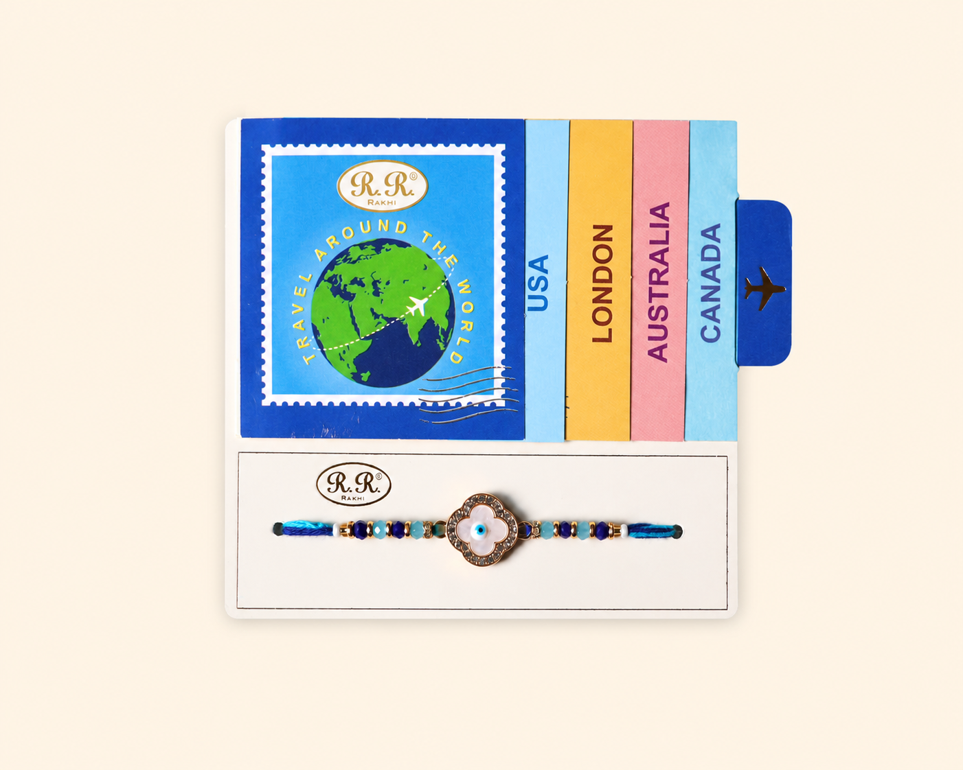Travel-Themed Rakhi With Evil Eye
