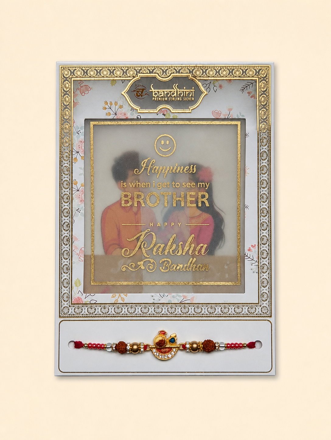 Greeting Card Rakhi With Green Thread