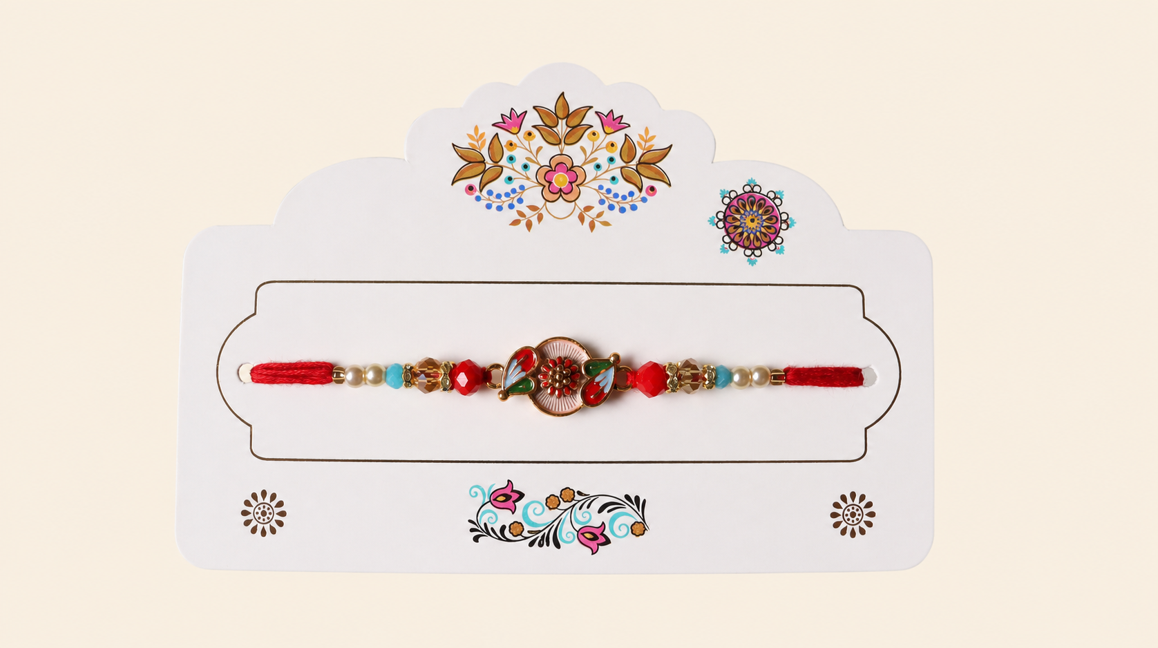 Ambi Floral Rakhi With Pink Centerpiece