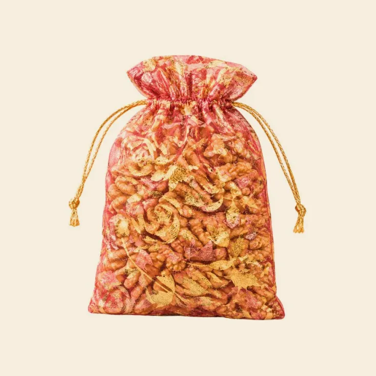 Red Gold Gift Bag with Walnut