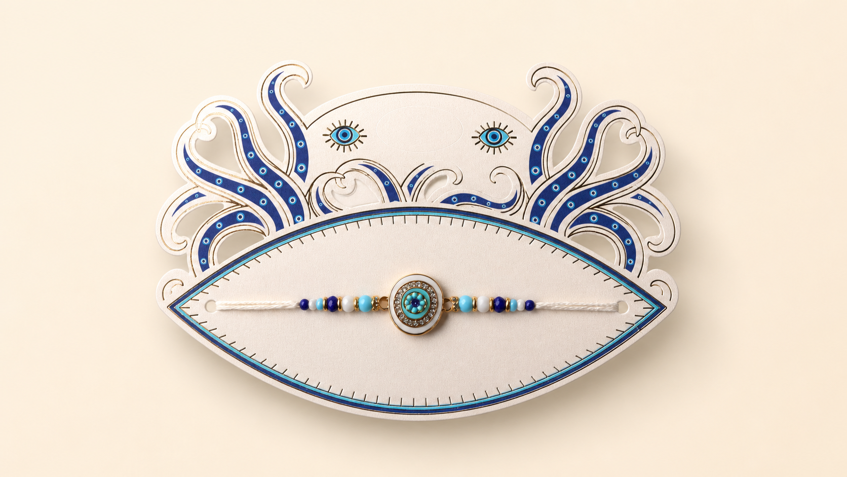 Evil Eye Rakhi with White Thread