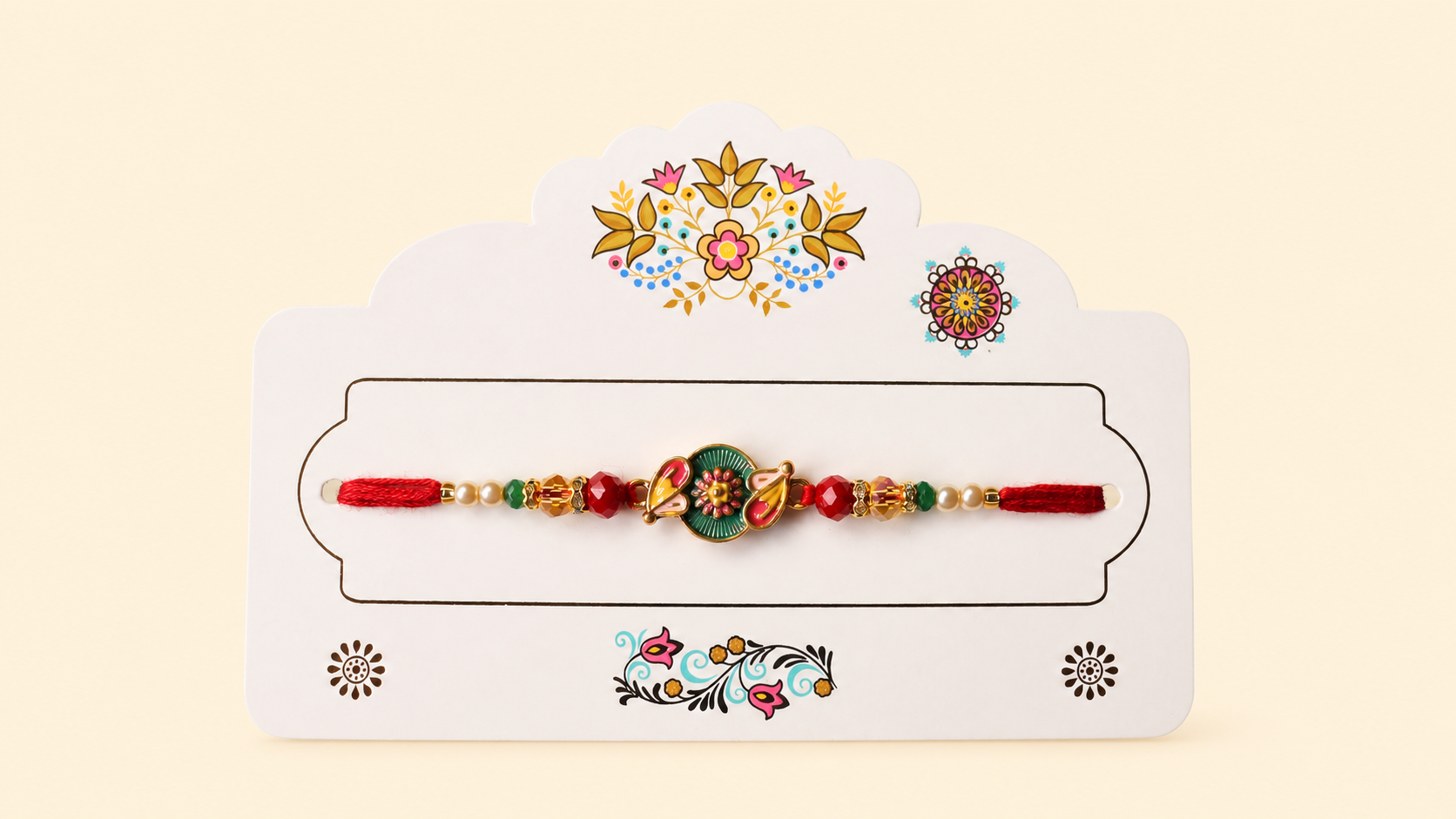 Ambi Floral Rakhi With Green Centerpiece