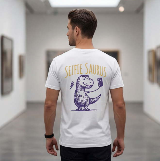 Selfie Sauras | Unisex Heavy Cotton Graphic T-Shirt image