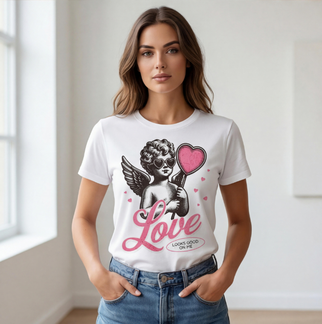 Love Looks Good on Me | Unisex Heavy Cotton Graphic T-Shirt image