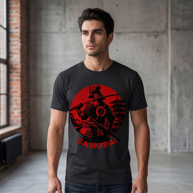 Unisex Black Samurai T-Shirt image