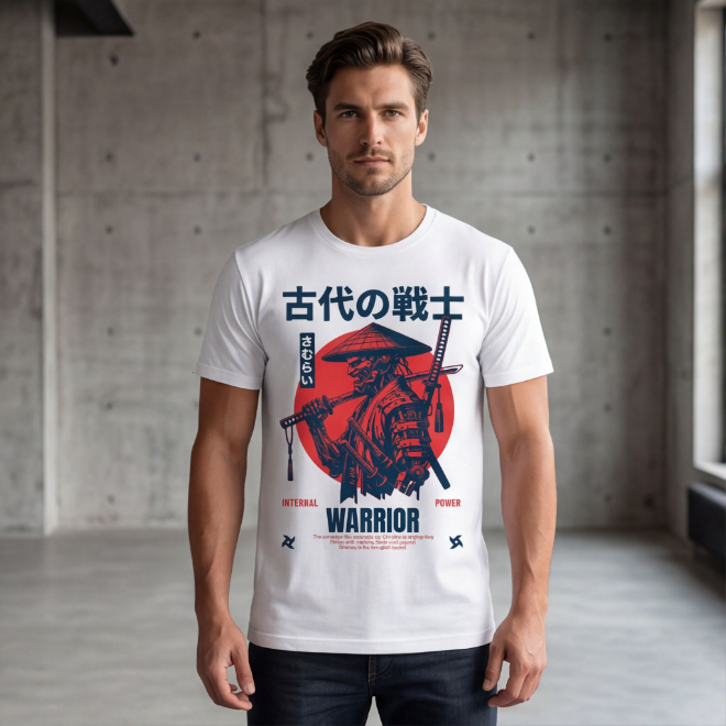 Unisex White Robotic Warrior T-Shirt image