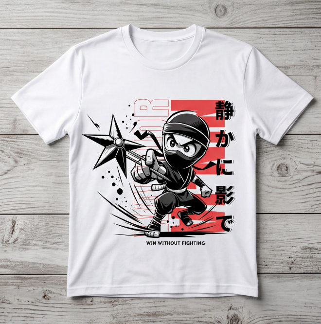 Unisex White Chibi Ninja T-Shirt