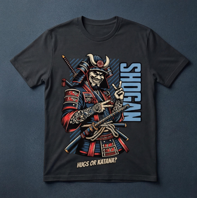 Unisex Black Grinning Samurai T-Shirt