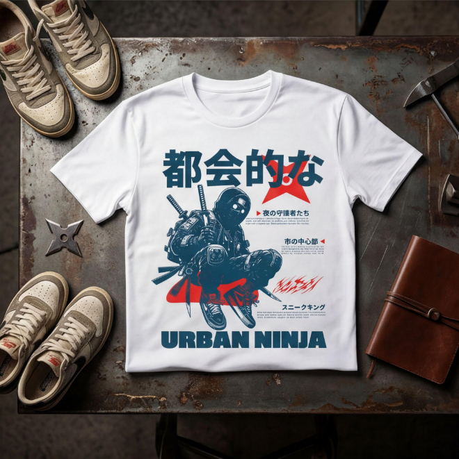 Urban Ninja | Unisex Heavy Cotton Graphic T-Shirt image