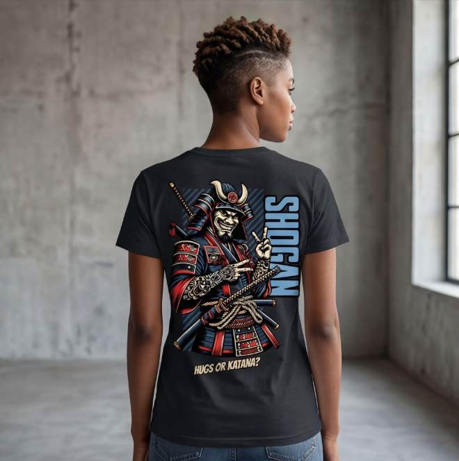 Unisex Black Grinning Samurai T-Shirt image